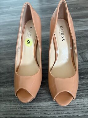 GUESS Blush Patent Peep-Toe Pumps